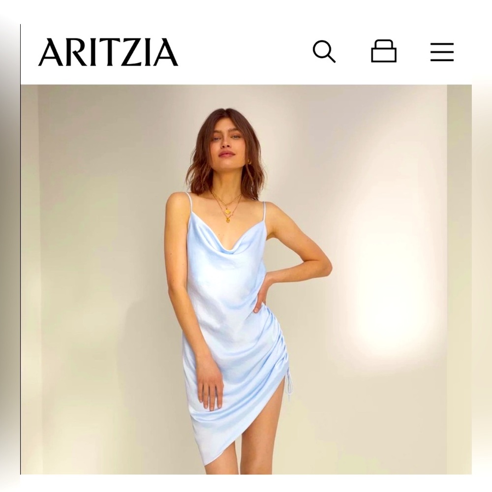 NWT Wilfred Sestina satin dress in aura blue!!